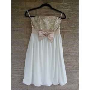 Vtg 80s Gunne Sax Jessica McClintock Strapless Prom Dress Sequin Sz Junior 3